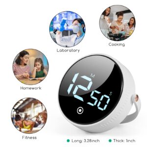 Digital Kitchen Timer for Cooking, Timer Large Display Magnetic, Countdown Timer with 3-Level Volume Adjustable Easy for Cooking and Led Timers for Seniors and Kids to Use (White)