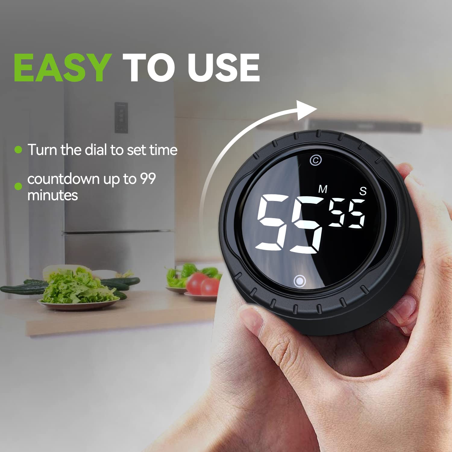 BALDR Timer, Digital Countdown Timer with Large LED Display. Magnetic Kitchen Timer, Great for The Classroom, Toothbrush, Exercise, Bathroom, Oven, Baking, Meeting.
