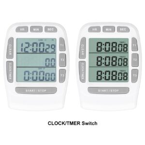 Multifunction Triple Timer, Car Home Universal 3 Channel Timer Clock + Millisecond + Stopwatch Count Down Timer LCD Display for Car, Home, Kitchen Monitors and Data Loggers