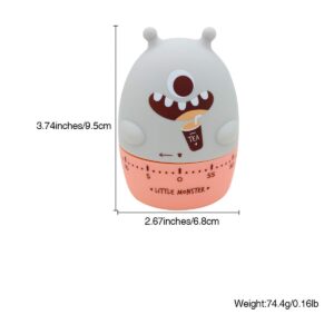 Ranvi Timer Small Monster Type Time Manager Mechanical Kitchen Timer, Suitable for Kitchen, Study, Daily(Gray)