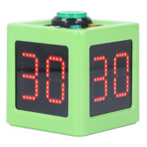 digital shot timer, 1.4in hd display cube timer with three buttons, 4-side time cube timer seconds countdown timer for poker casino chess tournament table games (green)