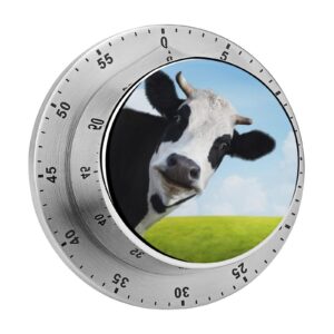 kitchen timer, kitchen timers for cooking, kitchen timer magnetic, funny cows pattern waterproof time timer stainless steel multiuse for home baking cooking oven