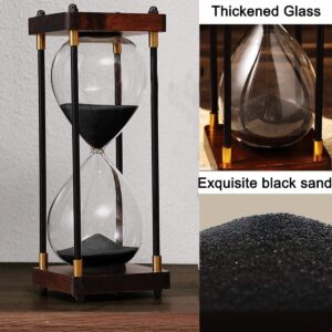 JINYISI Hourglass,60 Minutes Sand Hourglass Clock,Hourglass Timer,Black Wooden Frame Decorative Sand Timer,for Office Kitchen Decor Home