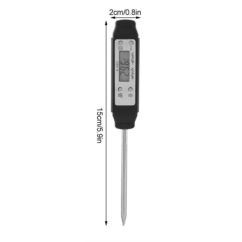Meat Thermometers Timers 1Pc Instant Reading Digital Food Thermometer Kitchen Cooking BBQ Meat Probe (Black)