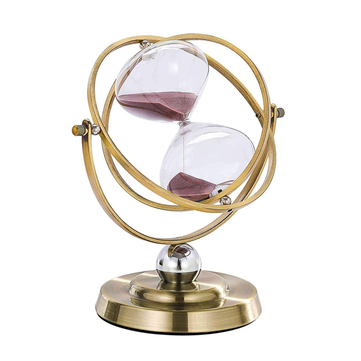 BAWAQAF 360 Degree Rotating Hourglass European Metal Sand Timer 60 Minute Sand Clock Vintage Brass Sandglass Home Office Kitchen Timer