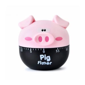 kitchen timer cute piggy shape 60 minutes mechanical manual timer accessories for kids,home cooking timer, pink, 6.5 cm/2.6 in *7 cm/2.8 in