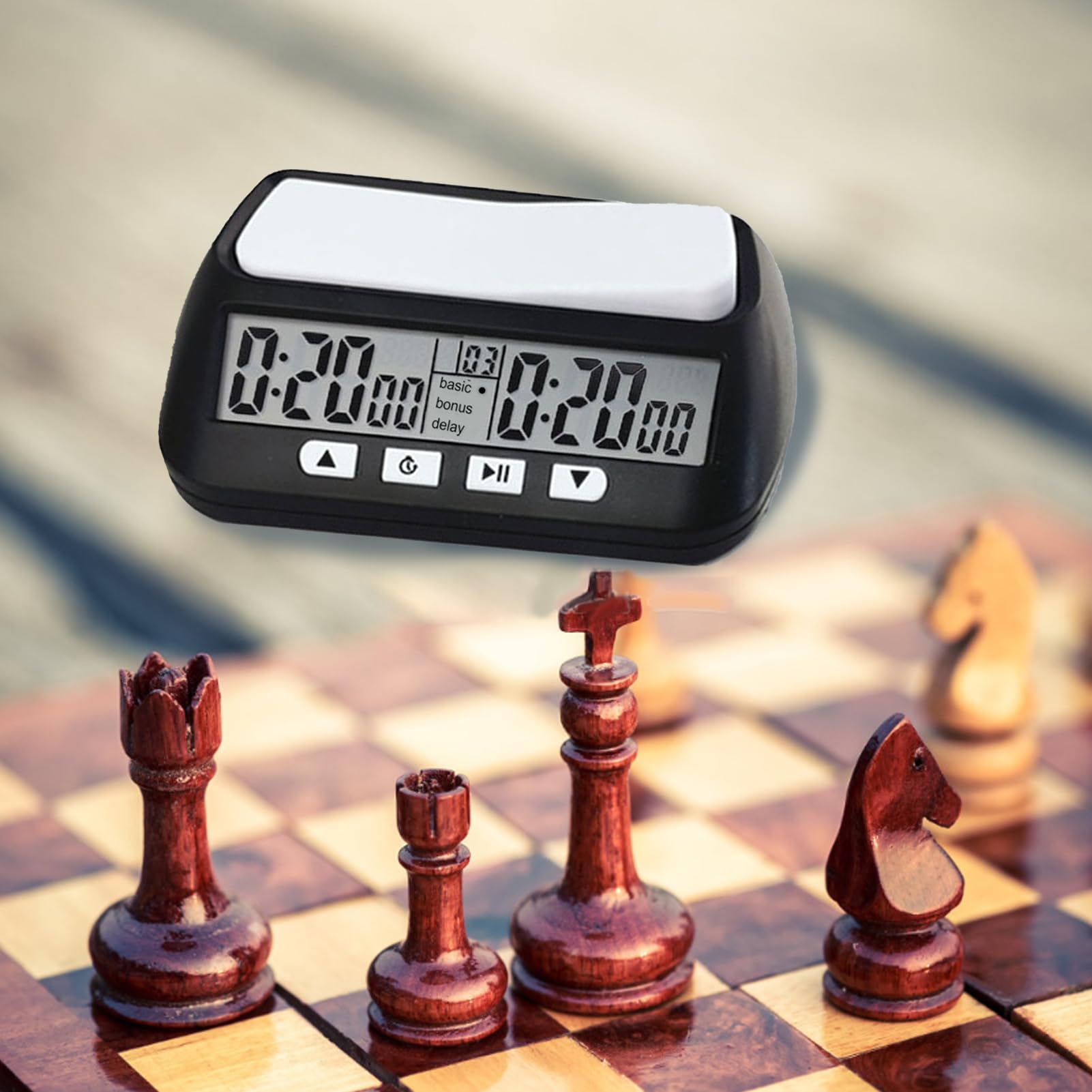 HEEPDD Chess Clock Digital Chess Timer, Portable Digital Chess Clock Game Timer with Basic Bonus Delay Alarm Function for Board Games