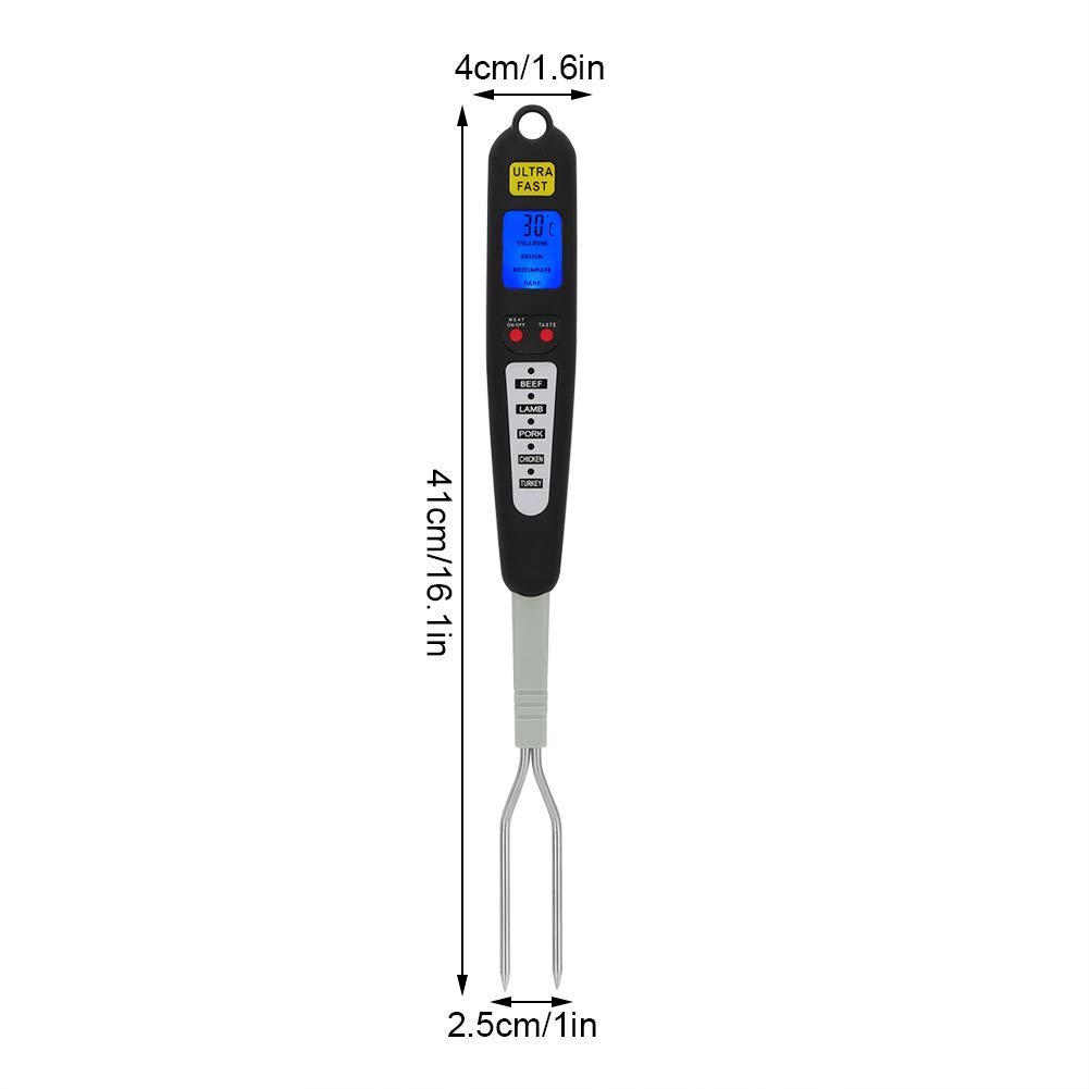 Digital Meat Thermometer Fork,Digital Cooking Fork Instant Read Fork for Kitchen Digital BBQ Fork Thermometer Dual Probe LED Display