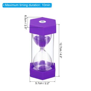 PATIKIL 10 Minute Sand Timer, Hexagon Small Sandy Clock with Plastic Cover, Count Down Sand Glass for Games, Kitchen, Party Favors DIY Decoration, Purple