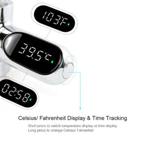 Shower Thermometer, LED Digital Display 0~100℃ Baby Bath Water Thermometer Celsius/Fahrenheit Display 360° Rotating Screen for Home Kitchen Bathroom
