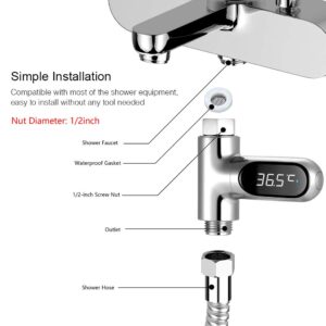 Shower Thermometer, LED Digital Display 0~100℃ Baby Bath Water Thermometer Celsius/Fahrenheit Display 360° Rotating Screen for Home Kitchen Bathroom