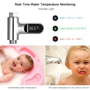 Shower Thermometer, LED Digital Display 0~100℃ Baby Bath Water Thermometer Celsius/Fahrenheit Display 360° Rotating Screen for Home Kitchen Bathroom