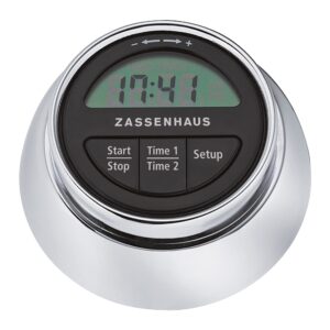 zassenhaus magnetic retro digital kitchen timer, 2.75-inch, silver