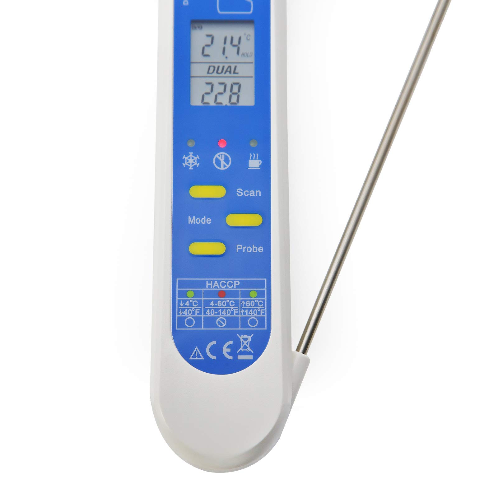 AMTAST 2 in 1 Instant Read Thermometer Non-contact Infrared Thermometer Food Temperature Meter with HACCP Check for Cooking Grilling BBQ Lab