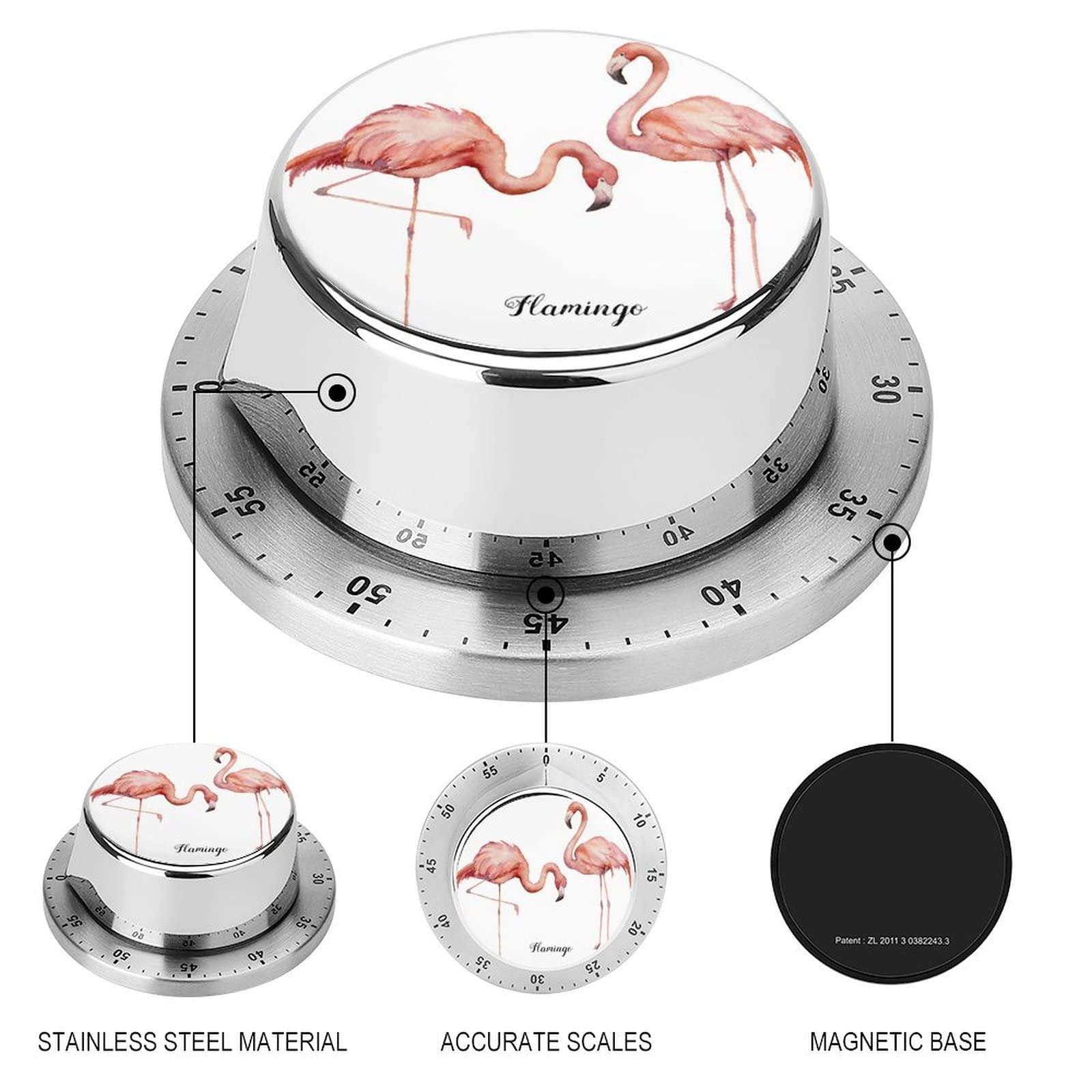 Kitchen Timer Flamingo Timer Magnetic Timer Mechanical Timer for Home Baking Cooking Oven