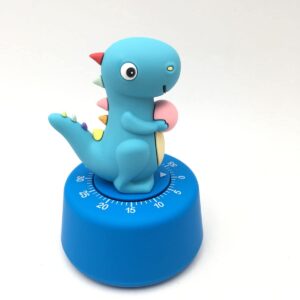 Cartoon Dinosaur Model Mechanical Timer Kitchen Gadget Cooking Clock Alarm Counters 60 Minutes Decoration Manual Timer for Study (Dark Green)