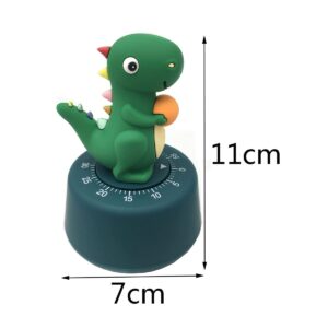 Cartoon Dinosaur Model Mechanical Timer Kitchen Gadget Cooking Clock Alarm Counters 60 Minutes Decoration Manual Timer for Study (Dark Green)