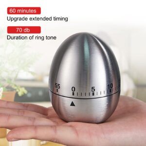 ALI2 Egg Mechanical Timer Stainless Steel Kitchen Timer Alarm 60 Minutes Count Down Timer for Cooking Learning Yoga Exercise