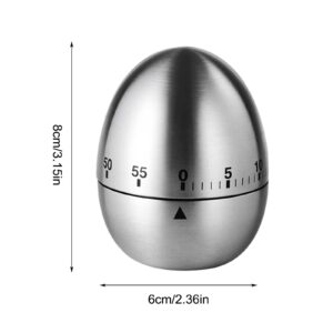 ALI2 Egg Mechanical Timer Stainless Steel Kitchen Timer Alarm 60 Minutes Count Down Timer for Cooking Learning Yoga Exercise