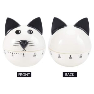 1Pc Manual Timer Plastic Lovely Kitchen Timer Cat Shaped Mechanical Timer Adorable Reminder Cartoon Cooking Timer Cooking Cooking Clock Timer Supplies Mechanical Timer