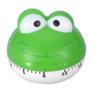 animal timer mechanical cooking timer, manual animal shape counters, cartoon kitchen timing tool for cooking baking(green frog)