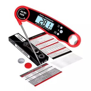 instant read digital meat thermometer waterproof (ip67) read food thermometer for cooking, grilling, bbq and roast with backlight foldable kitchen probe gadget.| digital meat thermometer