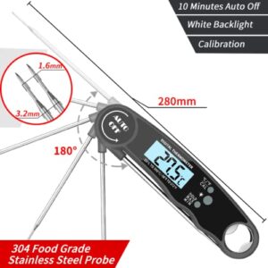 Instant Read Digital Meat Thermometer Waterproof (IP67) Read Food Thermometer for Cooking, Grilling, BBQ and Roast with Backlight Foldable Kitchen Probe Gadget.| Digital Meat Thermometer