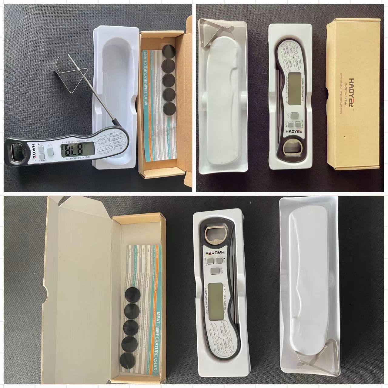 HAOYEE Digital Meat Thermometer, Premium Multifunctional Food Thermometer with LCD Display, Long Probe and Magnetic, Suitable for Home and Kitchen Barbecue Edible Oil Frying, Baking, etc.