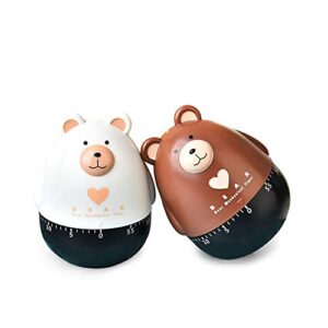 Lovely Cartoon Bear Mechanical Timers 60 Minutes Machinery Kitchen Gadget Cooking Timer Clock Loud Alarm Counters Manual Timer (Brown)