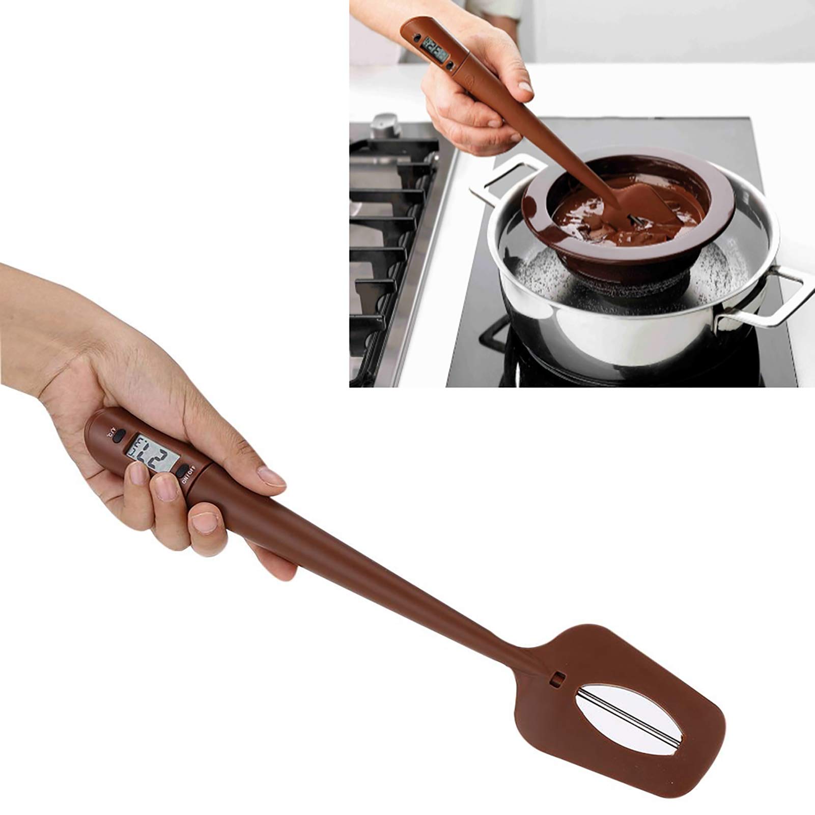 Portable Household Kitchen, Digital Baking Spoon Thermometer for Chocolate Syrup Sauce Spatula Chocolate Cooking Food Thermometer