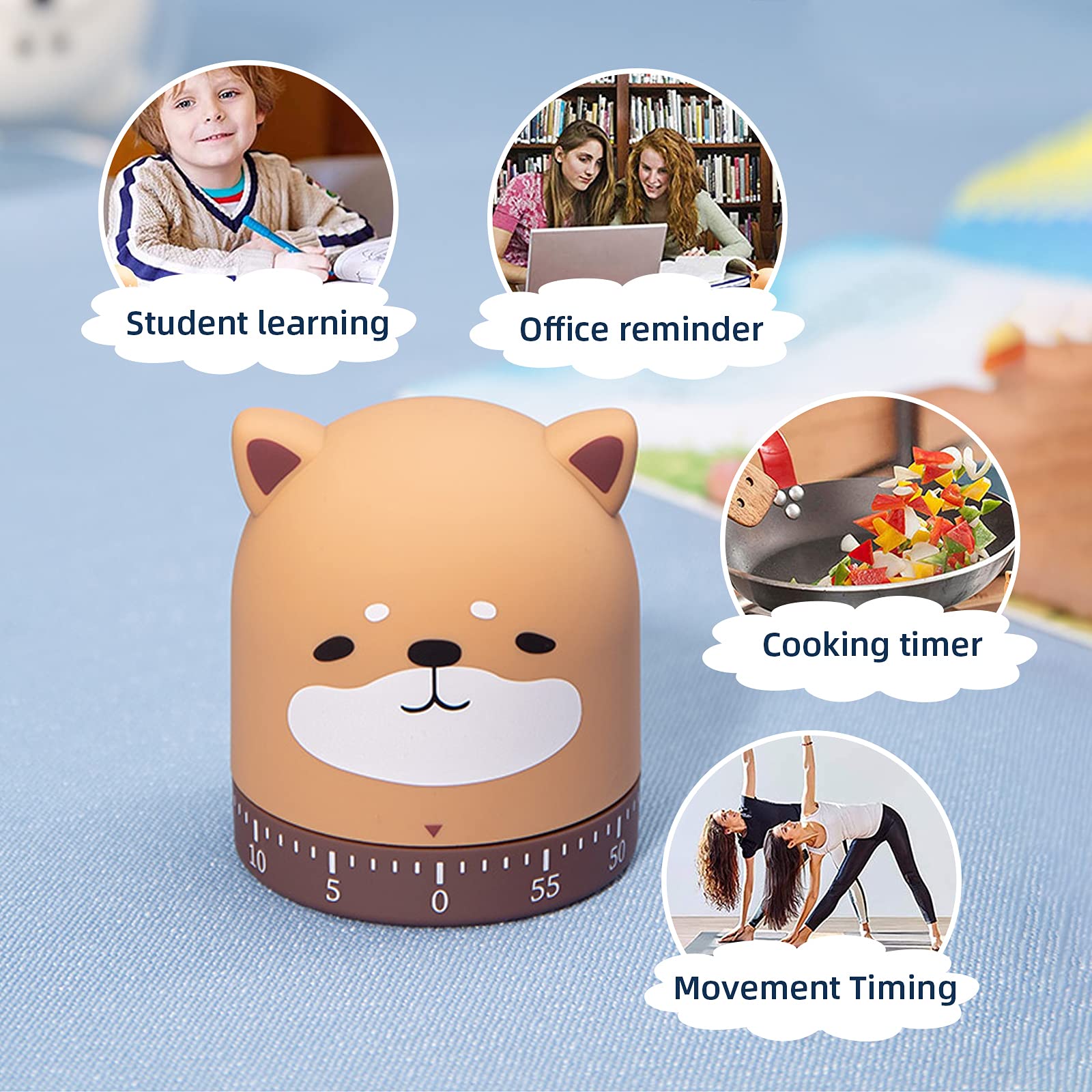 VideoPUP Cute Mechanical Timer Carton Zoo Mechanical Timer Dog Kitchen Timer Time Management for Cooking Meeting Baking Yoga Study Fitness Exercise Homework(Dog)