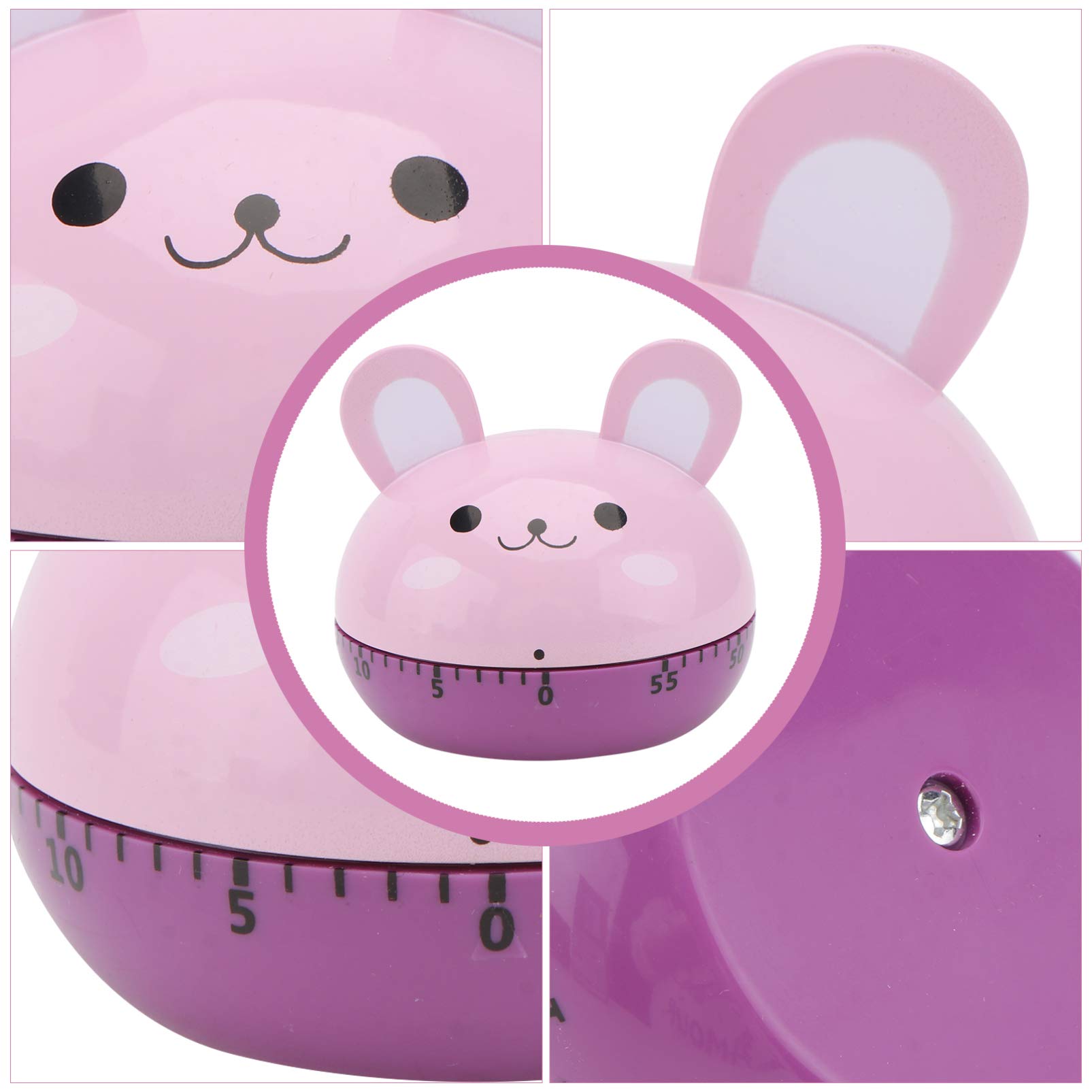 Cabilock Animal Cooking Timer Kitchen Animal Cooking Timer Cute Bunny Mechanical Timer Wind Up Countdown Timer Alarm for Baking Study Classroom Time Management (Purple) Kitchen Countdown Timer