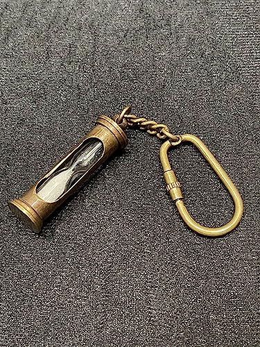 WOANIN Sand Timer Clock Key Ring - Nautical Maritime, Sand Timer Antique Brass Keychain Gift for Women Men