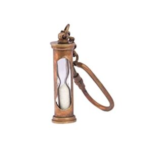 WOANIN Sand Timer Clock Key Ring - Nautical Maritime, Sand Timer Antique Brass Keychain Gift for Women Men