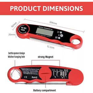 Household Instant Digital Meat Thermometer, Instant Food Thermometer with Digital Probe, Baking, Water, Milk, Oil Thermometer, Waterproof Metal Thermometer with LCD Reading.