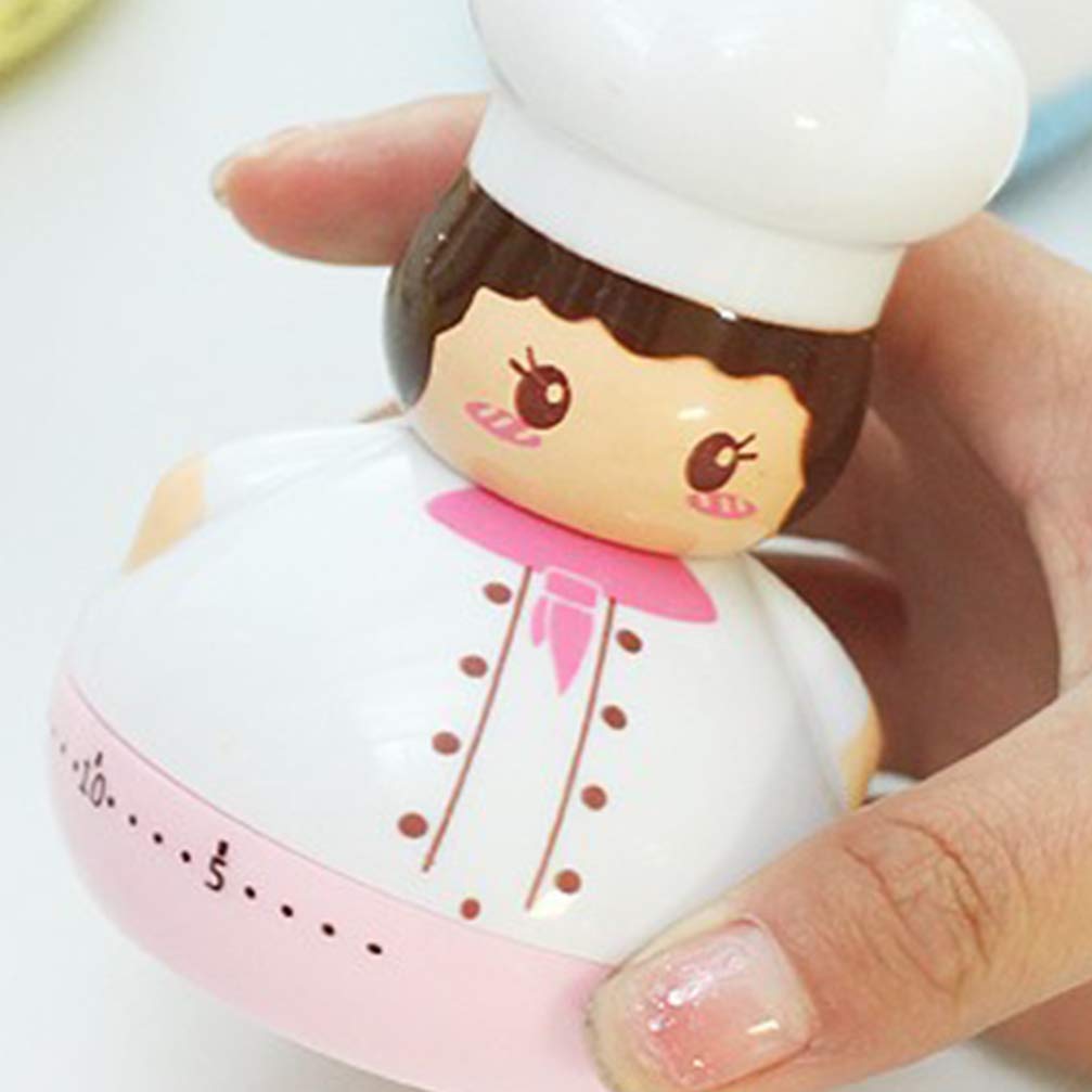 Hemoton Digital Cooking Timer Kitchen Adorable Cute Cartoon Chef Timer Reminder Time Alarm Manager Home Decor(Pink)