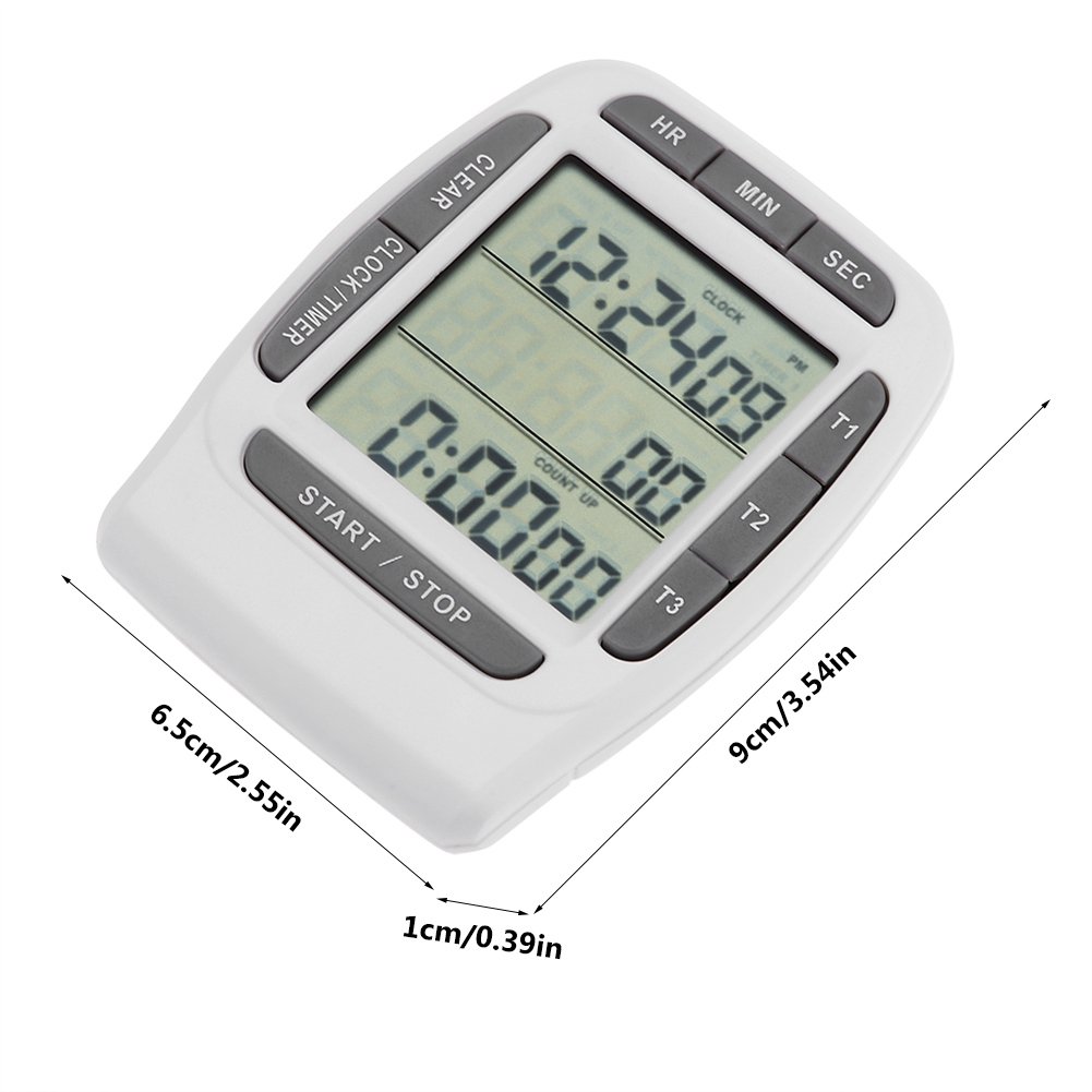 Multi-channel Timer, Portable Digital Multi-channel 3 Channels LCD Timer Accurate Timing Countdown Clock