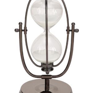 Deco 79 Antique Colonial Stunning Glass 30 Minutes Sand Timer, Metallic Black