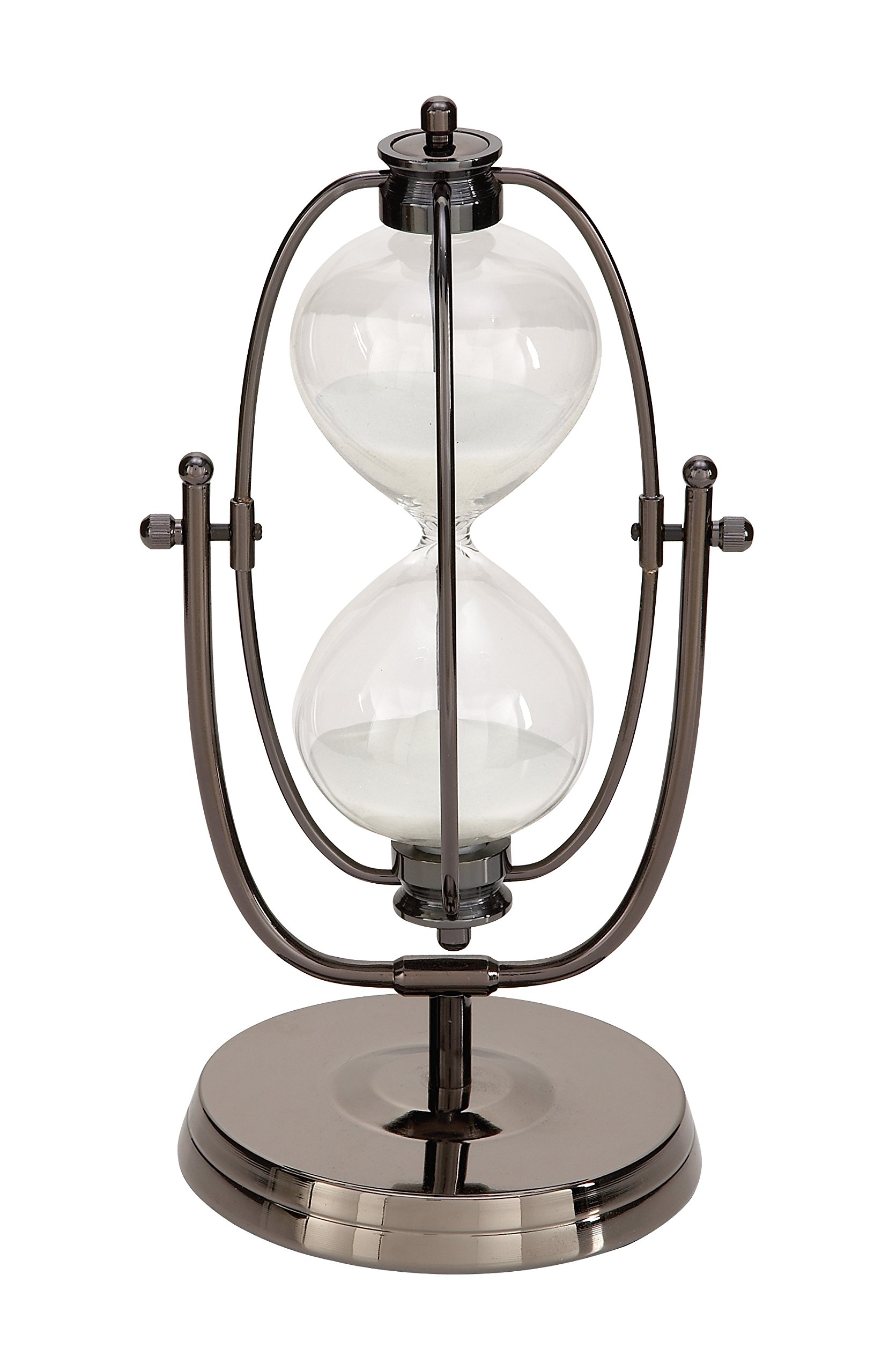 Deco 79 Antique Colonial Stunning Glass 30 Minutes Sand Timer, Metallic Black