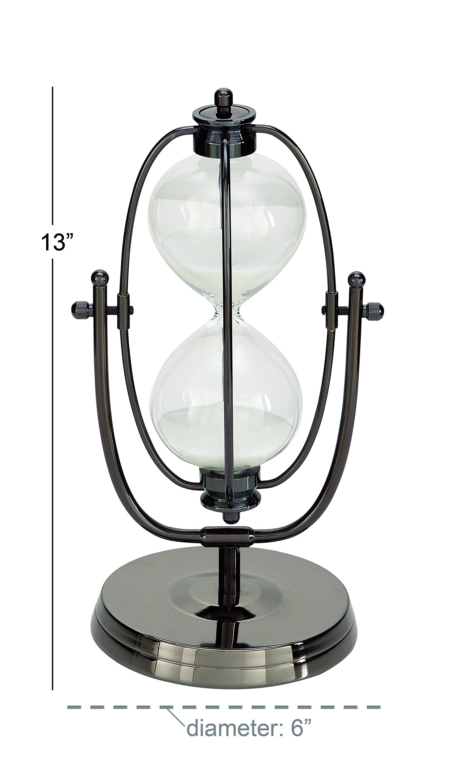Deco 79 Antique Colonial Stunning Glass 30 Minutes Sand Timer, Metallic Black