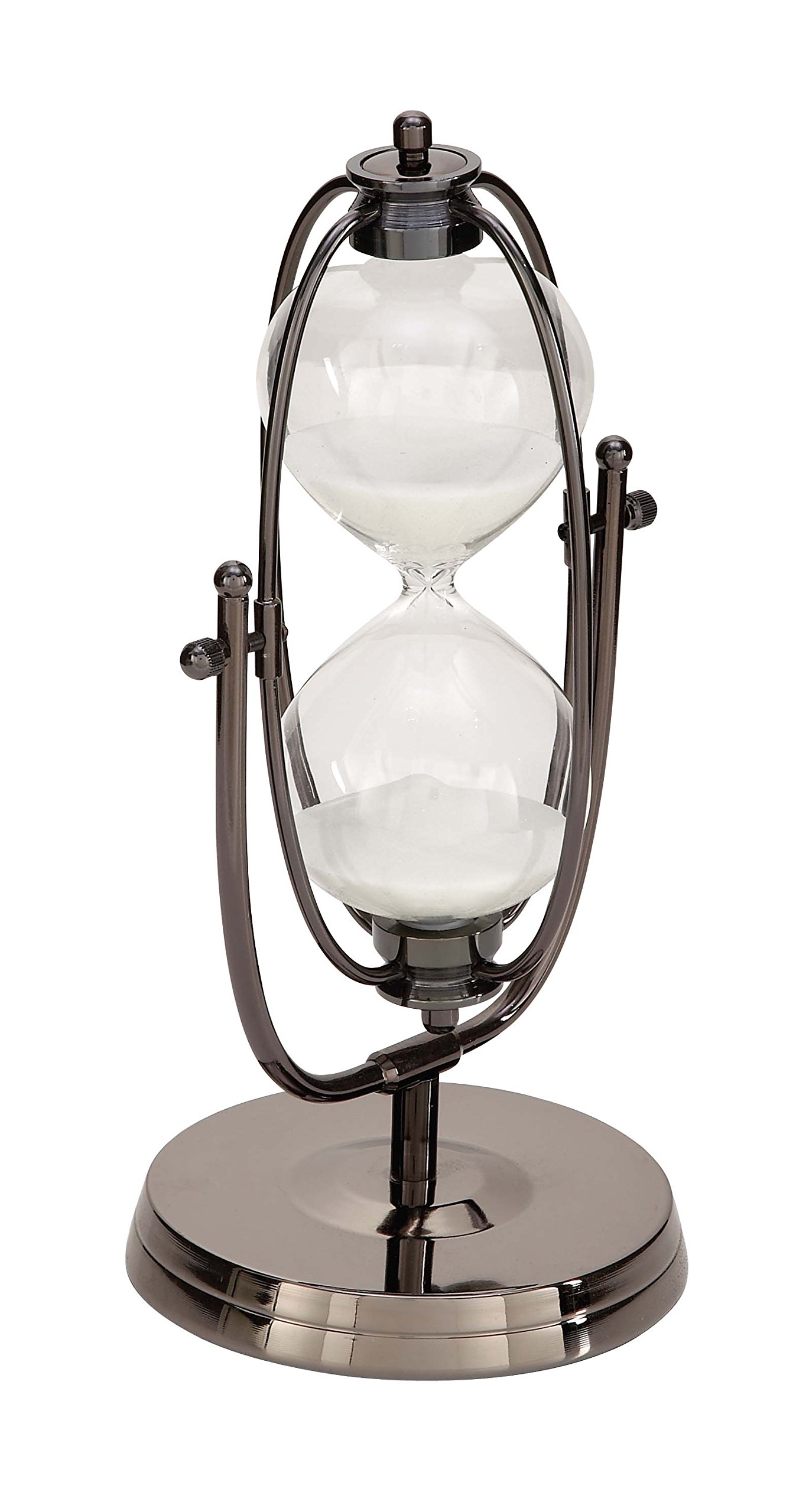 Deco 79 Antique Colonial Stunning Glass 30 Minutes Sand Timer, Metallic Black