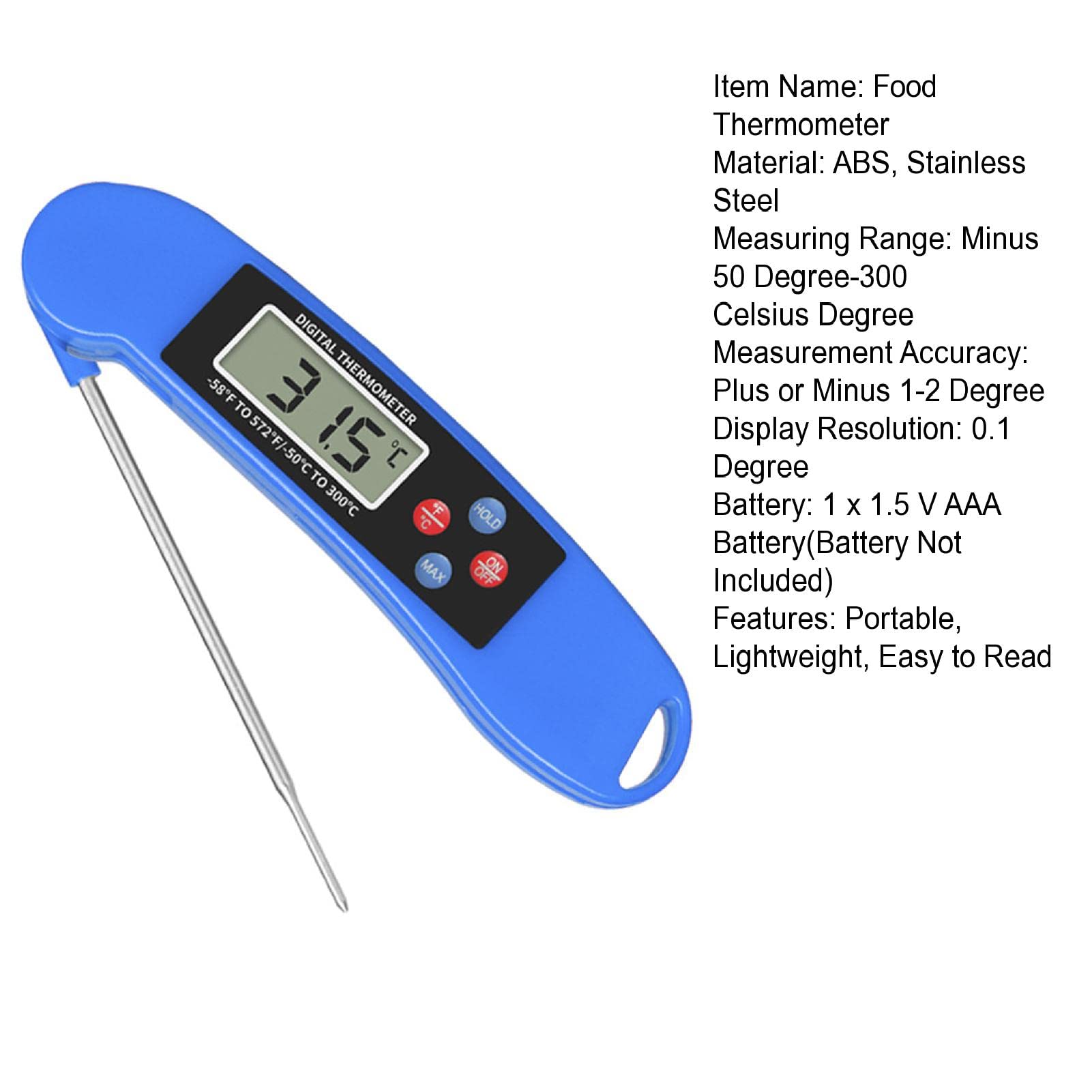 cdar Instant Read Meat Thermometer for Cooking, Thermometer with Backlight, Magnet, Calibration, and Foldable Probe for Deep Fry, BBQ, Grill A