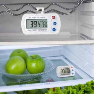 iBetterLife Refrigerator Thermometer 2 Pack - Waterproof Digital Fridge Freeze Room Indoor Outdoor Temperature Monitor with Hook, Big LCD Display Easy to Read, Min/Max Record for Home, Restaurants