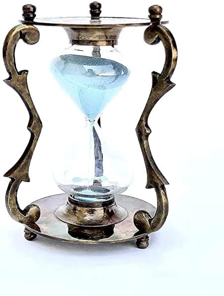 Sand Timer Maritime Antique Brass Sand Timer with Compass Hour Glass for Desk/Table Sand Timer Decorative Item Carrieble Lightweight Ideal for Gift by Handicraft Bulls