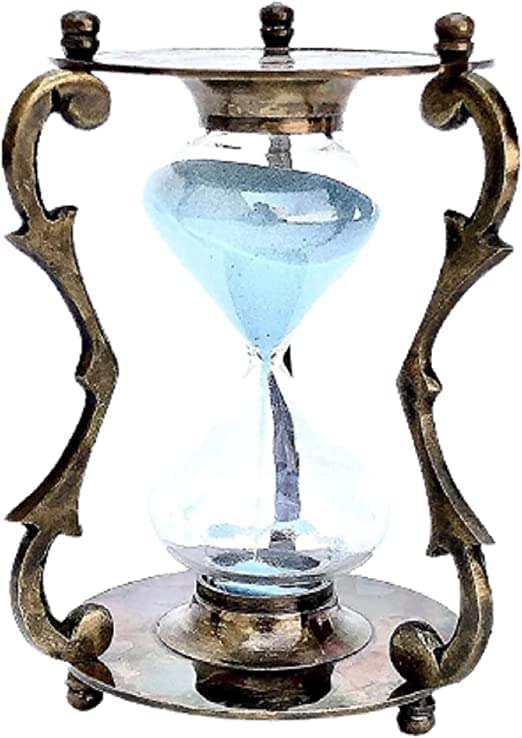 Sand Timer Maritime Antique Brass Sand Timer with Compass Hour Glass for Desk/Table Sand Timer Decorative Item Carrieble Lightweight Ideal for Gift by Handicraft Bulls