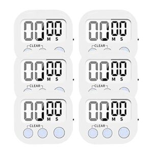 digital kitchen timer, big screen, big numbers, simple operation, used for cooking oven office work and children's learning or games(pack of 4 and 6 pieces) (white, 6)