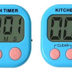 NiftyPlaza Digital Kitchen Timer Magnetic Cooking LCD Count Down and Up Time Loud Alarm for Food Household Use - T2 (2, Blue)