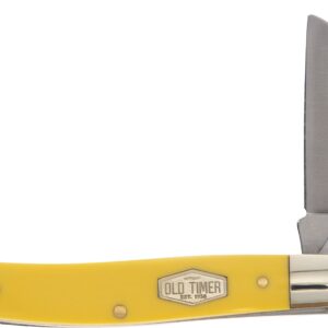 Old Timer 8OTY Senior 6.9in S.S. Traditional Folding Knife with 3in Clip Point Blade and Yellow Handle for Outdoor, Hunting, Camping and EDC