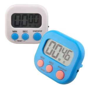digital kitchen timer magnetic countdown up cooking timer loud alarm magnet and stand, classroom timer for teachers (2 pack)