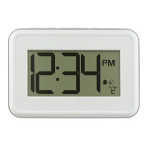 la crosse technology 513-113w-int digital white wall clock with temperature & countdown timer